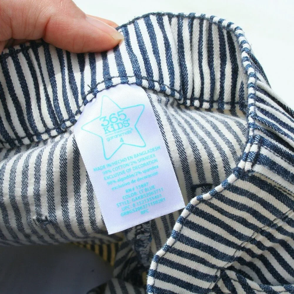 BOYS 4 SEERSUCKER SHORTS BLUE WHITE STRIPED w POCKETS GOOD CONDITION SUMMER PLAY